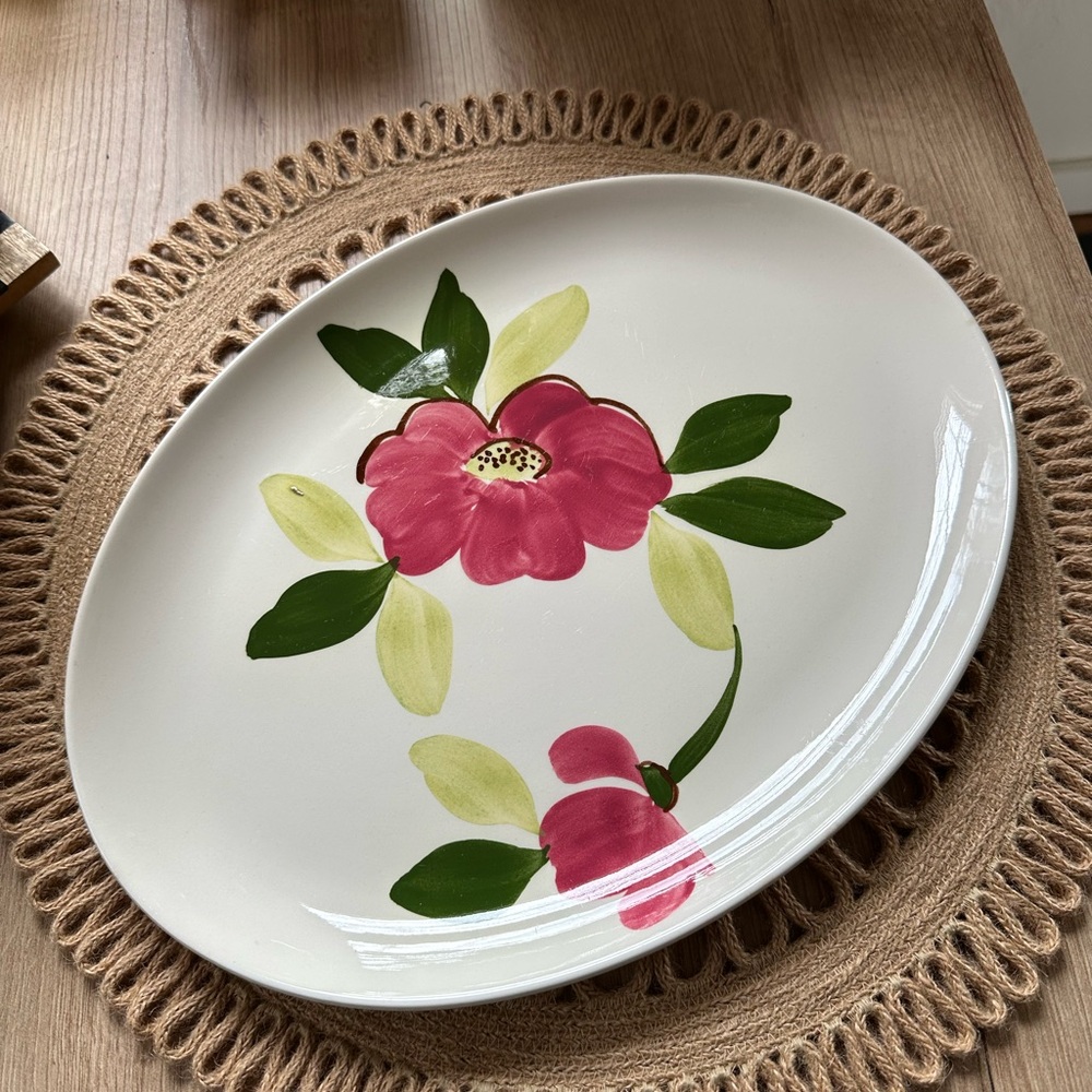 Floral Oval Platter Vintage Stetson Rio Meadow Rose  Pink and Green